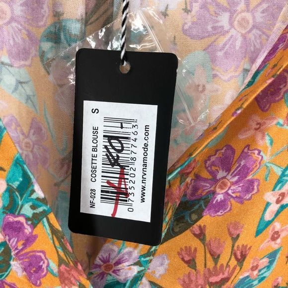 Nrvna Mode Cosette Floral Blouse Long Sleeve Viscose V-Neck size Small NWT - Picture 10 of 12